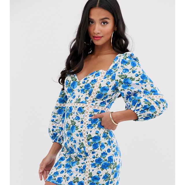 pretty little thing blue floral dress