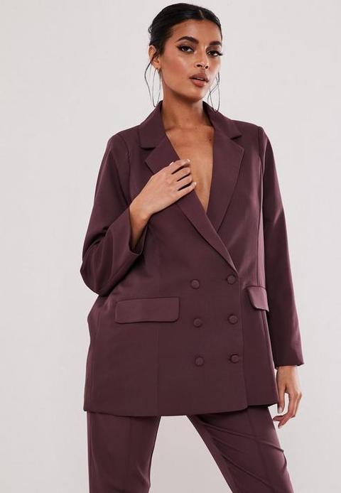 Petite Purple Co Ord Oversized Masculine Blazer, Purple