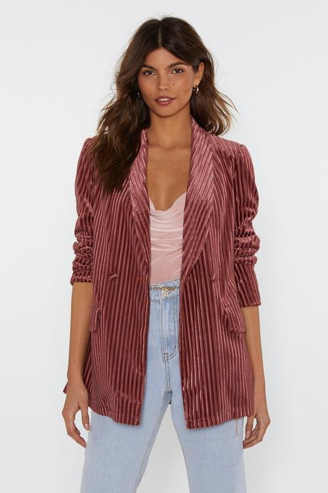 Say It Stripe Velvet Striped Blazer