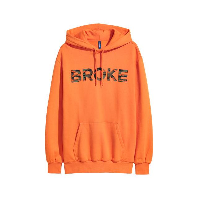 orange broke hoodie h&m