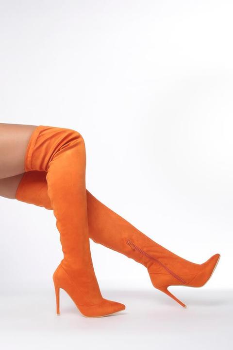 Orange Over The Knee Stretch Boot