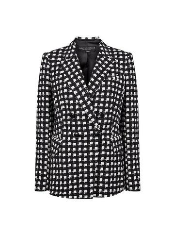 Womens Monochrome Check Print Jacket - Black, Black