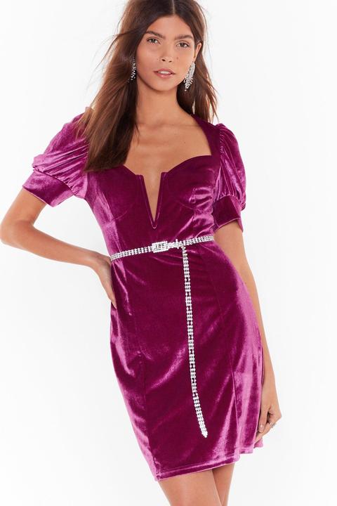 Dressing Gown Courte En Velours À Manches Bouffantes Je V T'en Mettre Plein Les Yeux - Rose - 34, Rose