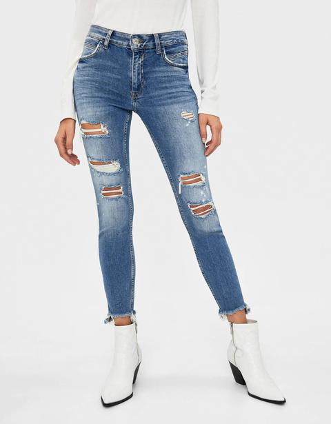 Jeans Skinny Fit Taille Basse Déchirures