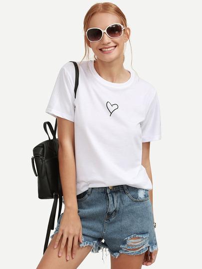 T-shirt Stampa Cuore - Bianco