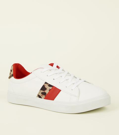leopard print stripe trainers