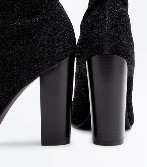 black glitter block heel shoes