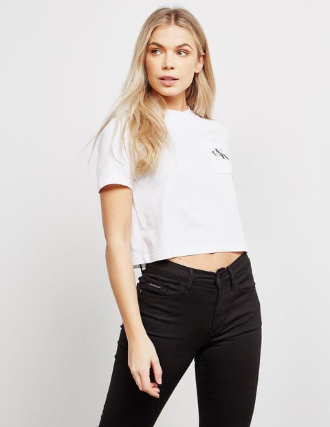 calvin klein white crop top