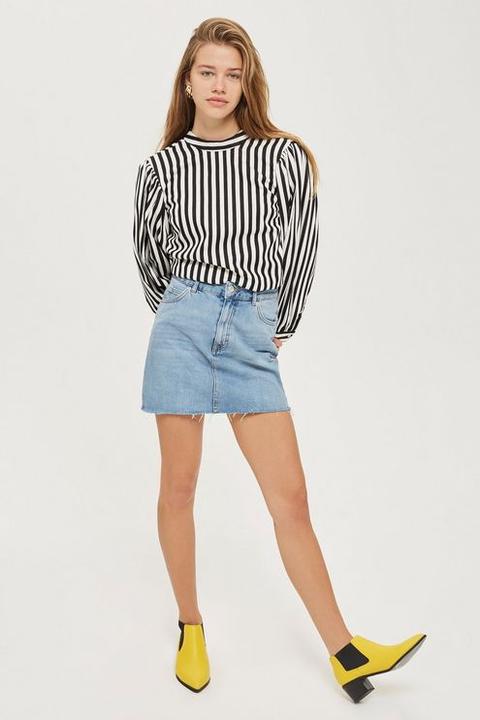 Womens Denim Mini Skirt - Mid Stone, Mid Stone