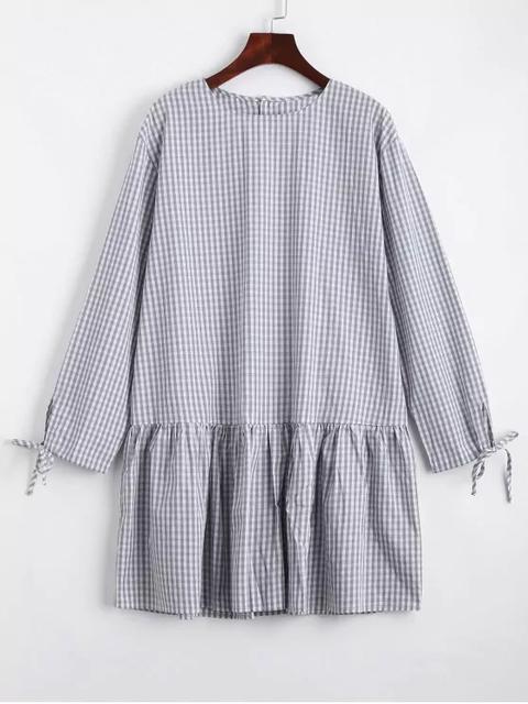 Vestido Casual Con Volantes A Cuadros