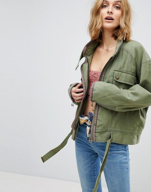 Free People - Flight Line - Giacca Stile Militare - Verde