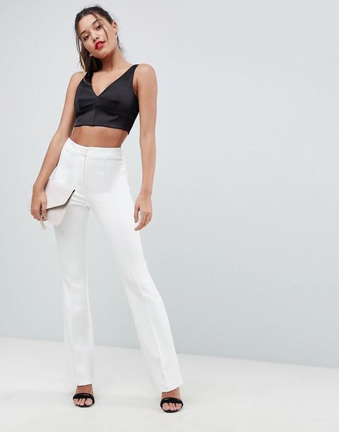 Asos Sartoriale - Pantaloni Slim A Zampa Avorio - Bianco