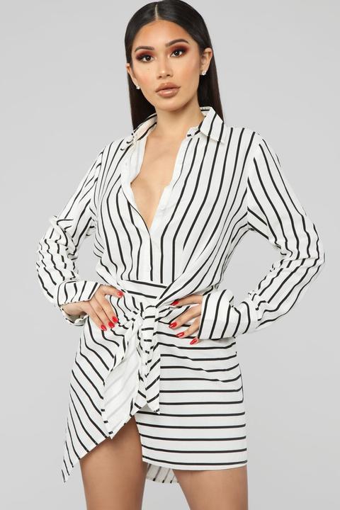 black and white striped dress fashion nova