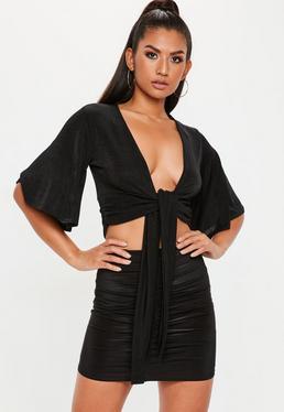 Top Kimono Atado En Negro