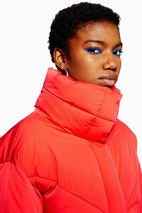 red wrap puffer jacket