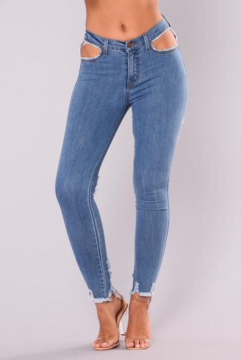 Hollywood Cutout Jeans Medium Blue From Fashion Nova On 21 Buttons