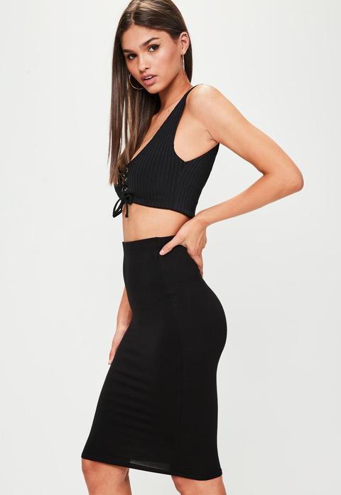 Black Jersey Midi Skirt