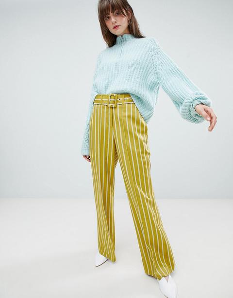 Asos Design Belted Stripe Pants - Multi