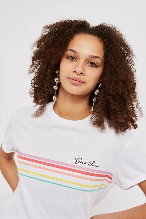 Womens 'good Times' Rainbow T-shirt - White, White