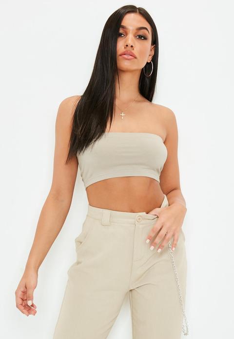 Beige Basic Bandeau Top, Sand