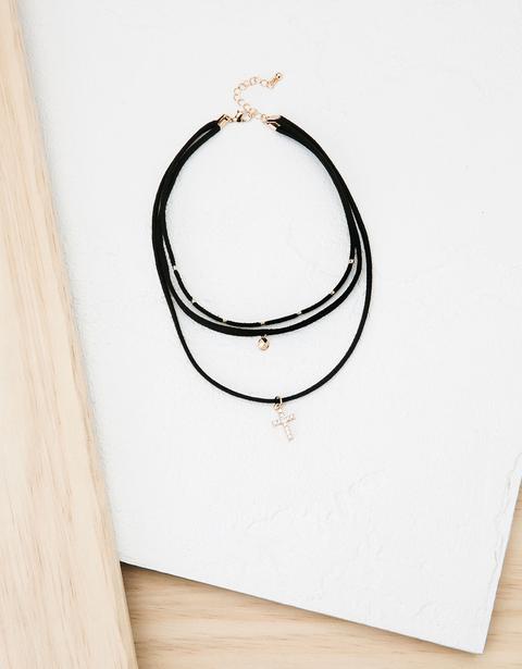 Collar Terciopelo Choker Raw Con Amuleto