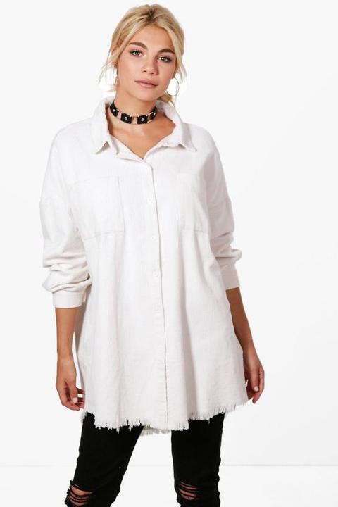 Raw Edge Oversized Cord Shirt