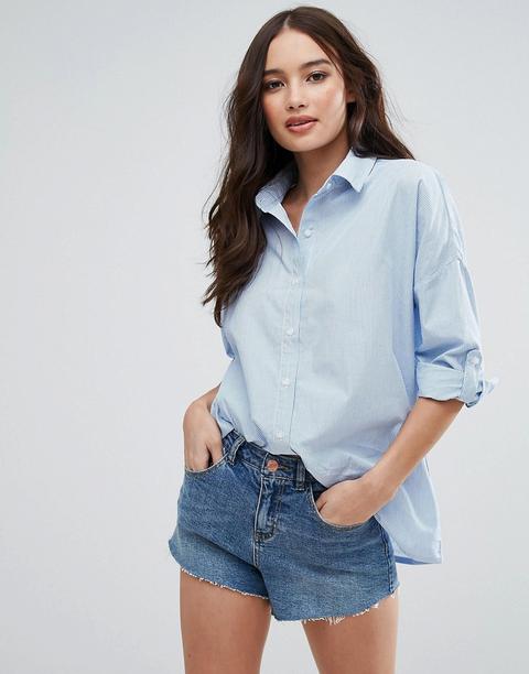 Camisa Clásica Con Mangas Enrolladas De Influence