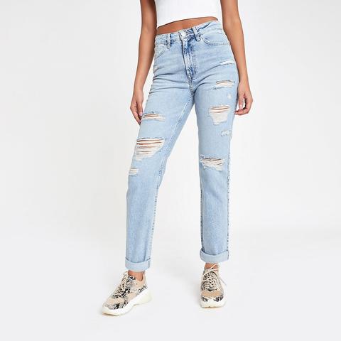 blue mom ripped jeans
