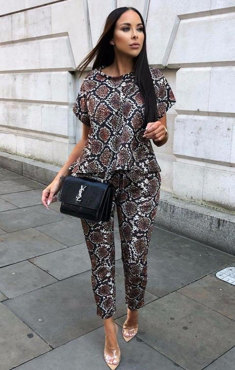Snake Short Sleeve Boxy Loungewear Set - Lacy