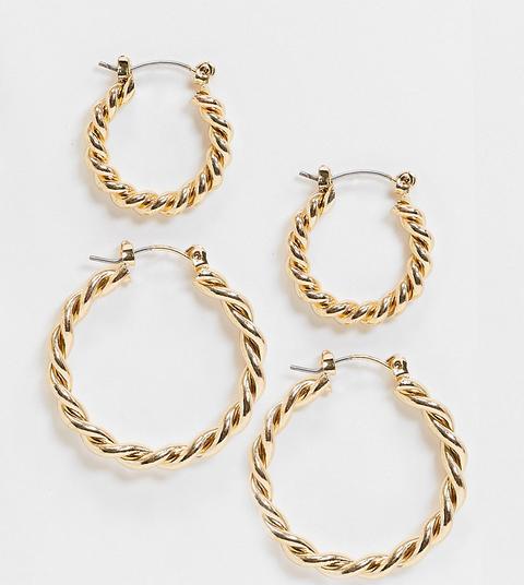 Accessorize Exclusive Twisted Hoop Multipack In Gold