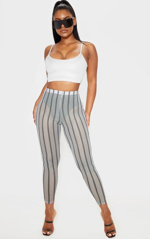 Grey Mesh Stripe Legging