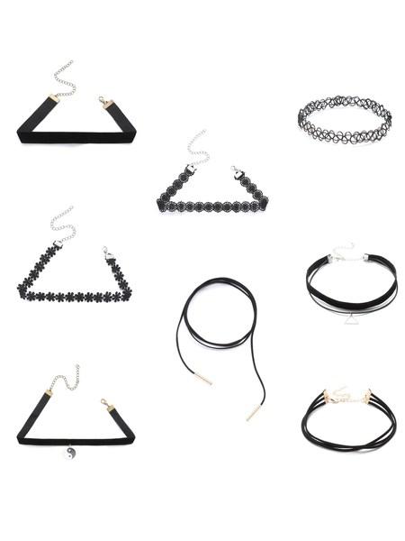 8pcs Schwarzer Choker-satz