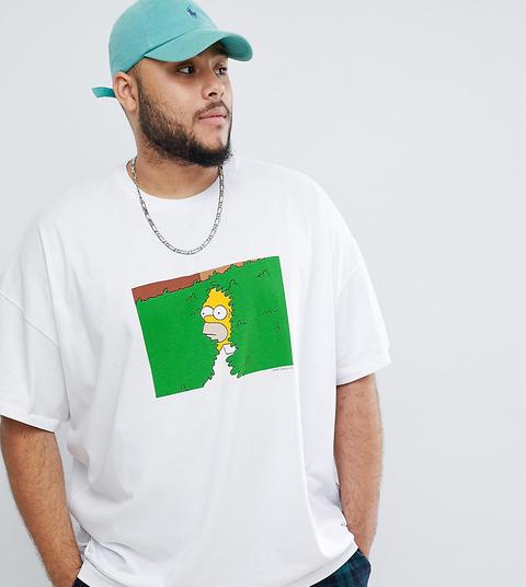 The Simpsons X Asos Design Plus - T-shirt Con Homer - Bianco