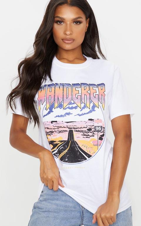 T-shirt Blanc Style Oversize À Slogan Wanderer, Blanc