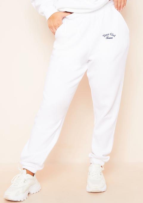 April White "your Girl Forever" Slogan Embroidered Jogger