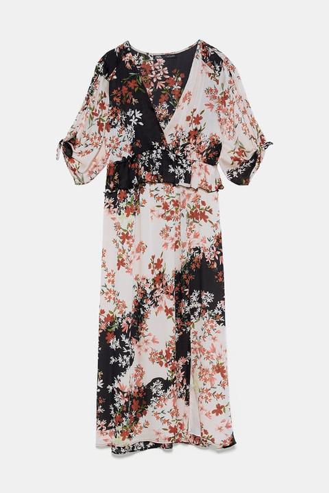 Robe À Imprimé Floral Et Volant