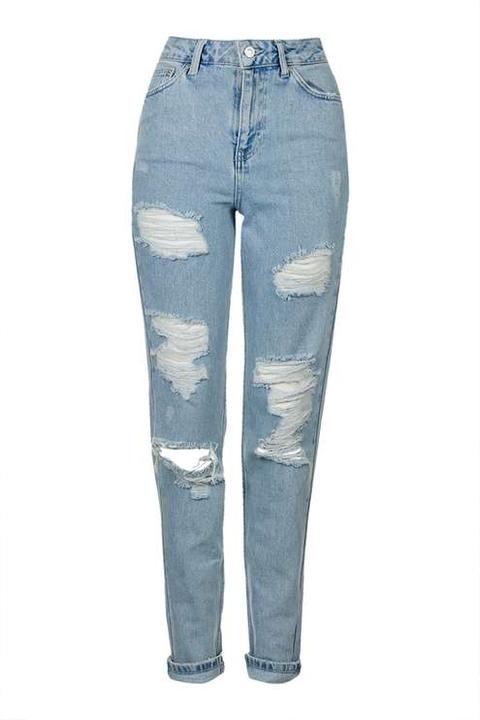 Moto Super Rip Bleach Mom Jean - Jeans - Clothing