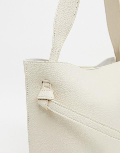 French Connection Mottled Leather Tote Bag cream from ASOS on 21