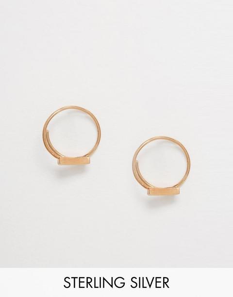 Pendientes De Aro De 12 Mm De Plata De Ley Chapados En Oro Rosa Con Detalle De Barra De Asos