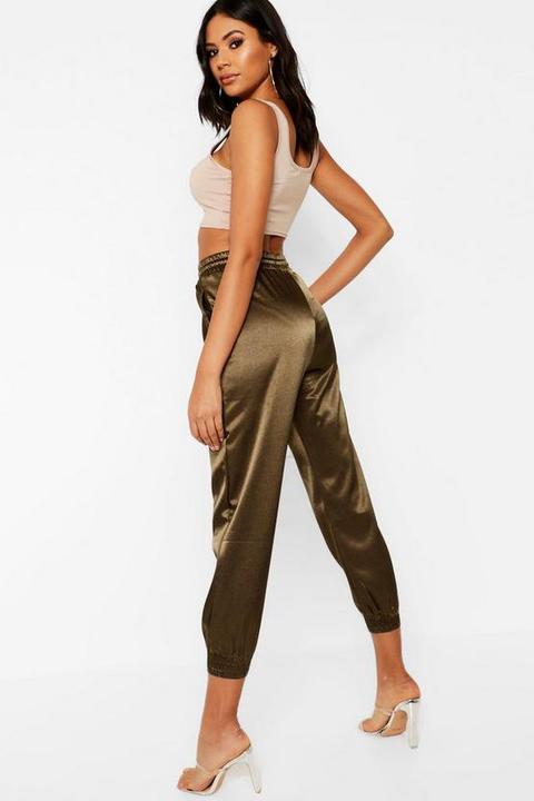 satin utility jogger