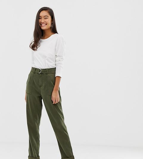 Pantalones Cargo Con Cinturón Caqui De Miss Selfridge