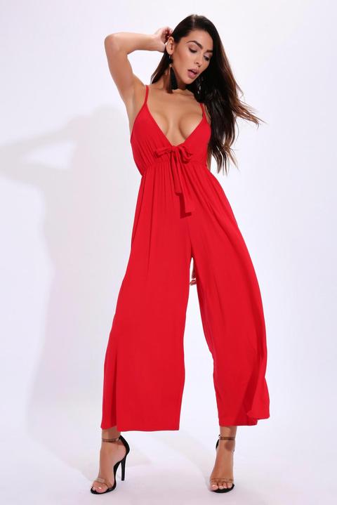 Red Red Wide Leg Jumpsuit