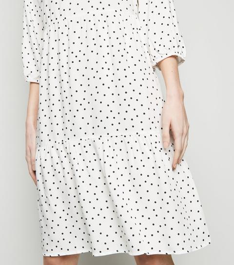 White Spot Tiered Smock Dress New Look