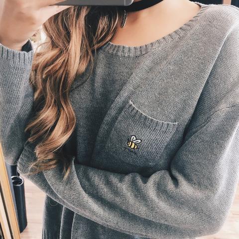 Bee Yourself Pocket Grey Sweater