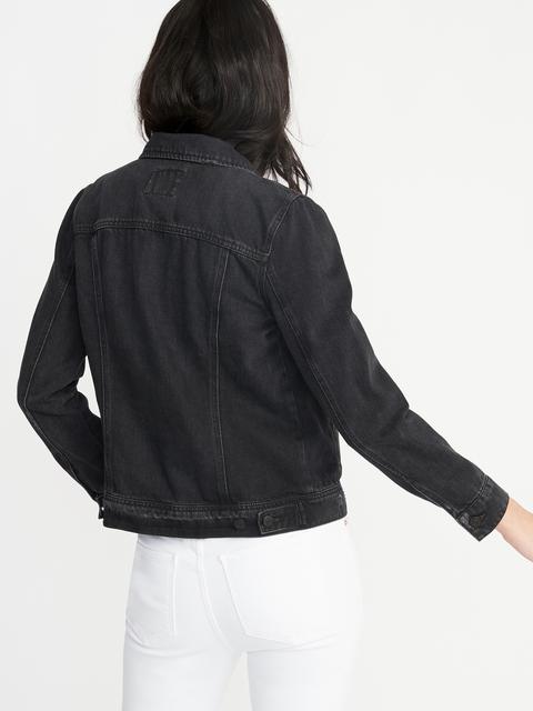 black jean jacket distressed