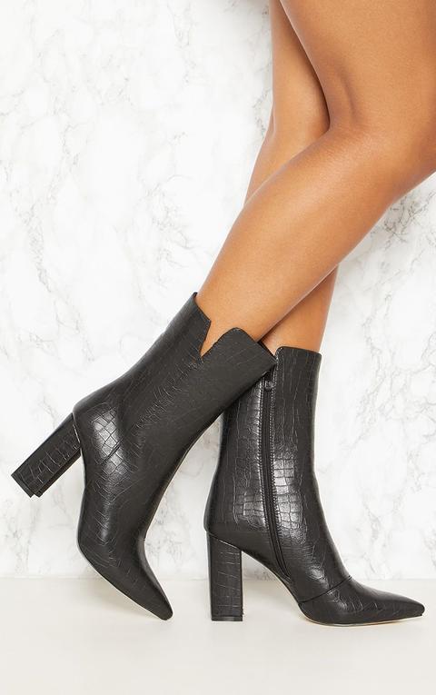 faux croc ankle boots