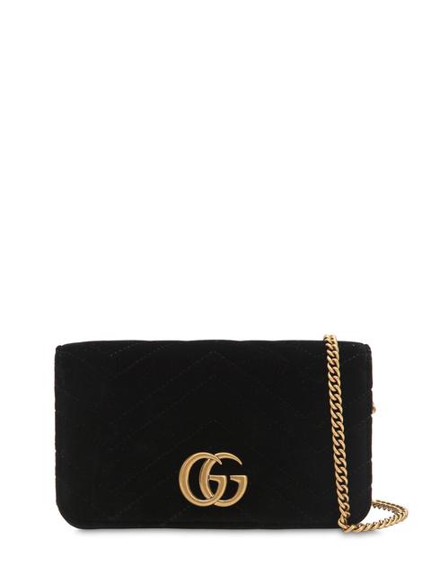 Mini Schultertasche Aus Samt "gg Marmont"
