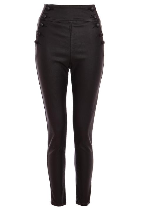 Petite Black Faux Leather High Waist 