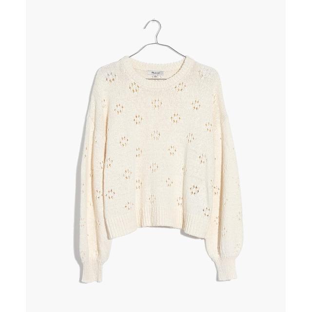 madewell floral pointelle pullover sweater