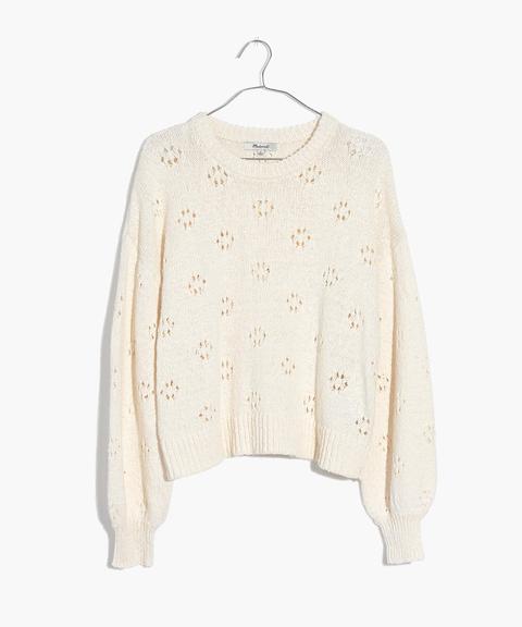 madewell floral pointelle pullover sweater